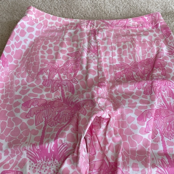 Vintage Lilly Pulitzer pink palm tree high rise cropped pants, 6 - Picture 5 of 13